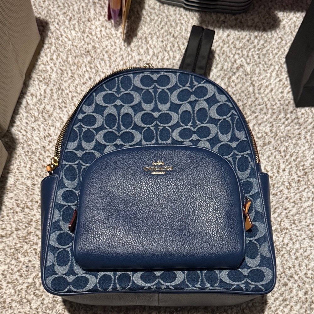 Coach Navy Signature Women's Backpack
